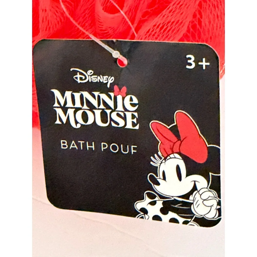 Disney Minnie Mouse Bath Pouf Set Red Pink Daisy Duck Pluto Loofah 2 Pack NEW
